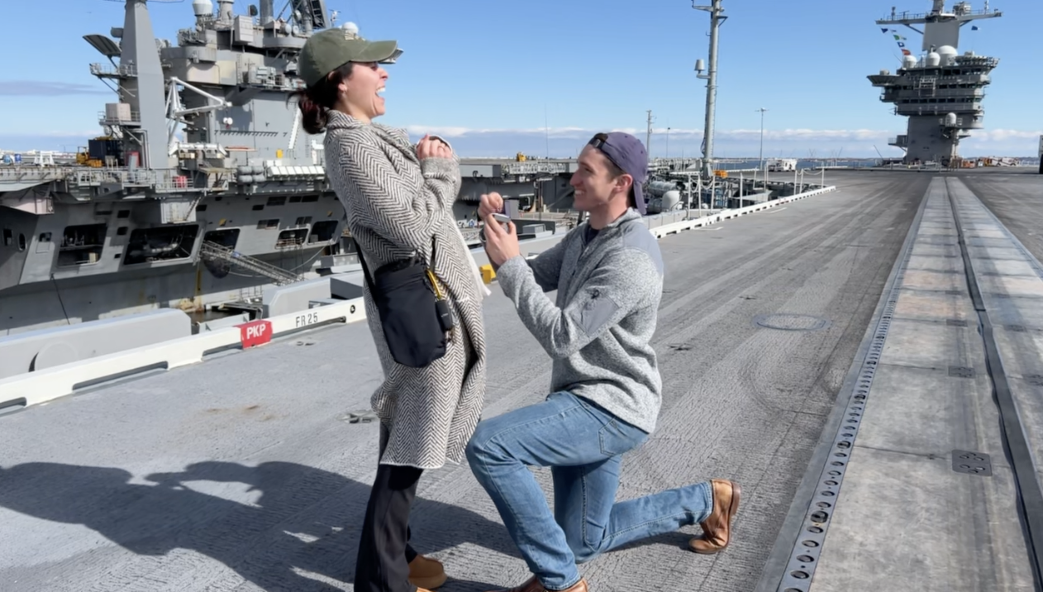 Getting engaged on the aircraft carrier pier after returning from 7-month deployment (February 2024)